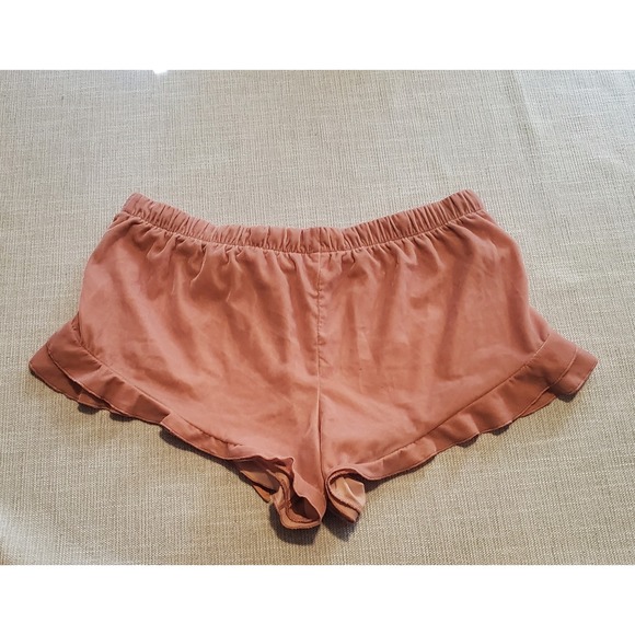Victorias Secret Womens Lounge Sleep Shorts Size L Velour Feel Ruffled - Picture 2 of 3